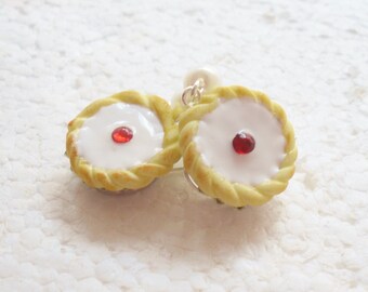 Cherry Bakewell Earrings. Polymer Clay.