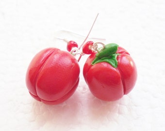 Red Pepper Earrings. Polymer Clay