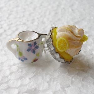 Lemon Meringue Pie And Cream Earrings. Polymer clay.