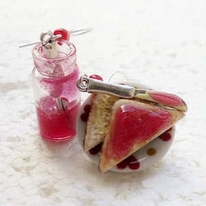 Toast and Jam earrings. Polymer clay.