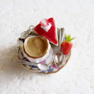 Tea and Cheesecake Pendant.  Polymer clay