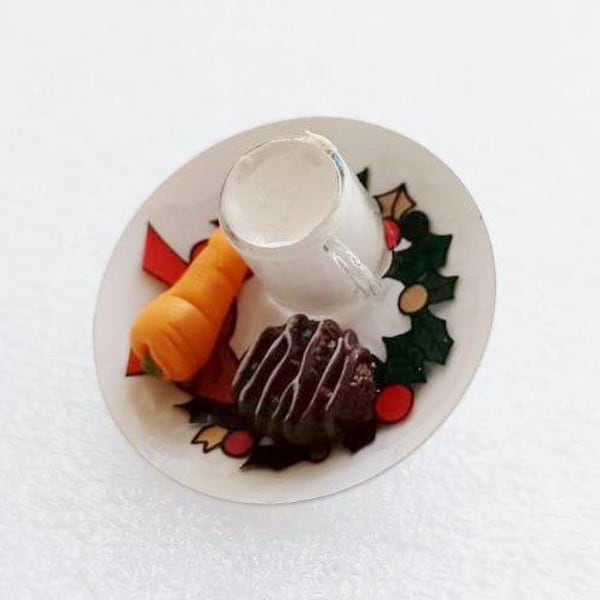Milk and Cookies For Santa Brooch. Polymer Clay.