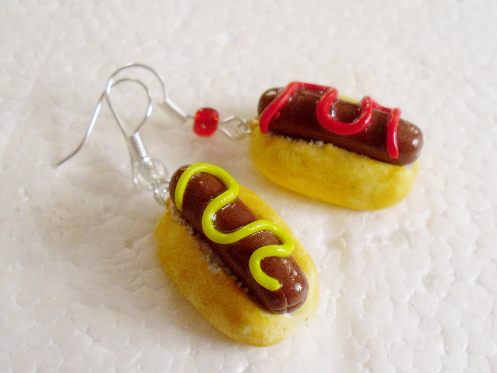 Hotdog Earrings. Polymer Clay. Etsy