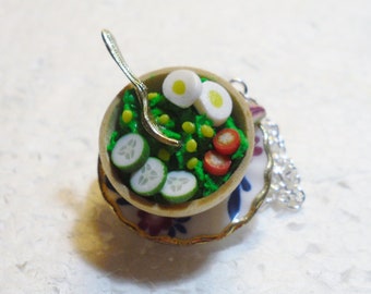 Garden Salad Pendant.  Polymer clay