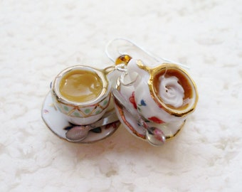Tea And Coffee Earrings. Polymer clay.