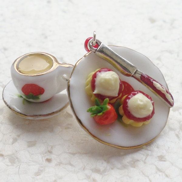 Cornish Cream Tea Earrings. Polymer Clay.