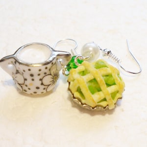 Apple Pie And Cream Earrings. Polymer clay.