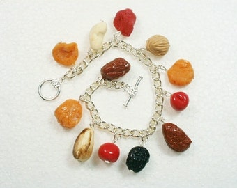 Dried Fruit And Nut Bracelet. Polymer Clay.