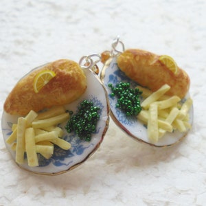 Fish And Chips Earrings. Polymer Clay.