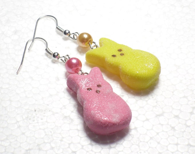 Marshmallow Peep Earrings. Polymer Clay. Etsy