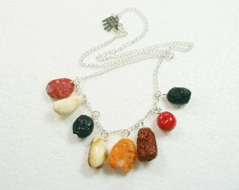 Dried Fruit And Nut Necklace. Polymer Clay.