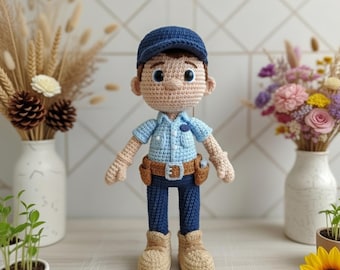 Handcrafted Fix-It Felix Crochet Plush, Wreck It Ralph Character Doll
