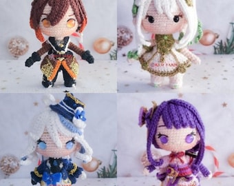 Genshin Impact Crochet Dolls: Zhongli, Nahida, Raiden Shogun, Furina, Mavuika