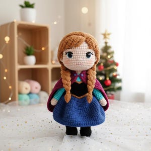 Handmade Crochet Anna Doll, Amigurumi Stuffed Toy, Frozen Character Collectible image 2