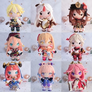 Poupées au crochet Genshin Impact : Aether, Ningguang, Hutao, Yanfei, Yoimiya, Kazuha et plus
