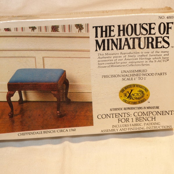 House of Miniatures Dollhouse Doll House Furniture Kit - Chippendale Bench Circa 1760 Free Shipping