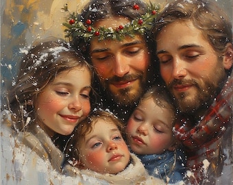 Retrato de Jesús personalizado / Producto digital / Regalos de dibujo navideño / Arte de retrato familiar personalizado / Regalo cristiano