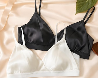 100% Mulberry Silk Bra — Soft Smooth Lightweight Comfort Lingerie — Womens, silk underwear, bralette, silk lingerie, soft bra, everyday bra