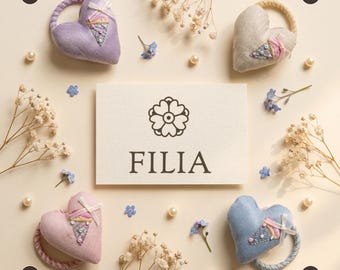 Goma para el pelo con forma de corazón de helado – Bolsita de terciopelo bordada con elástico sin costuras para bebés y niñas pequeñas / FILIA Coquette