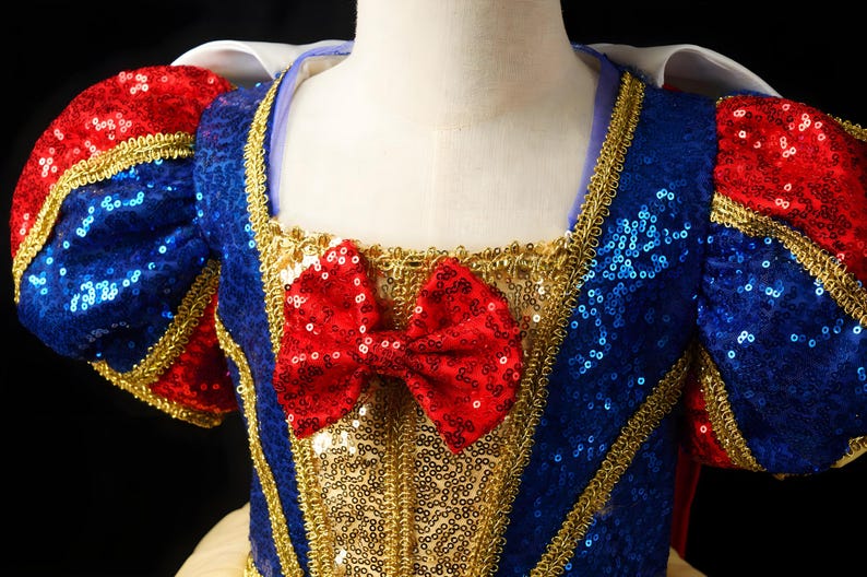Fast 3-5 Day Delivery - Girls Snow White Princess Dress with Red Cape & Headband, Toddler Halloween Costume Ball Gown, Fast US Shippin image 7