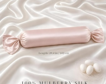 100% Mulberry Silk Bolster Pillow, Long Cylindrical Neck Support Bedding, body pillow, lumbar pillow, silk pillowcase, cushion cover