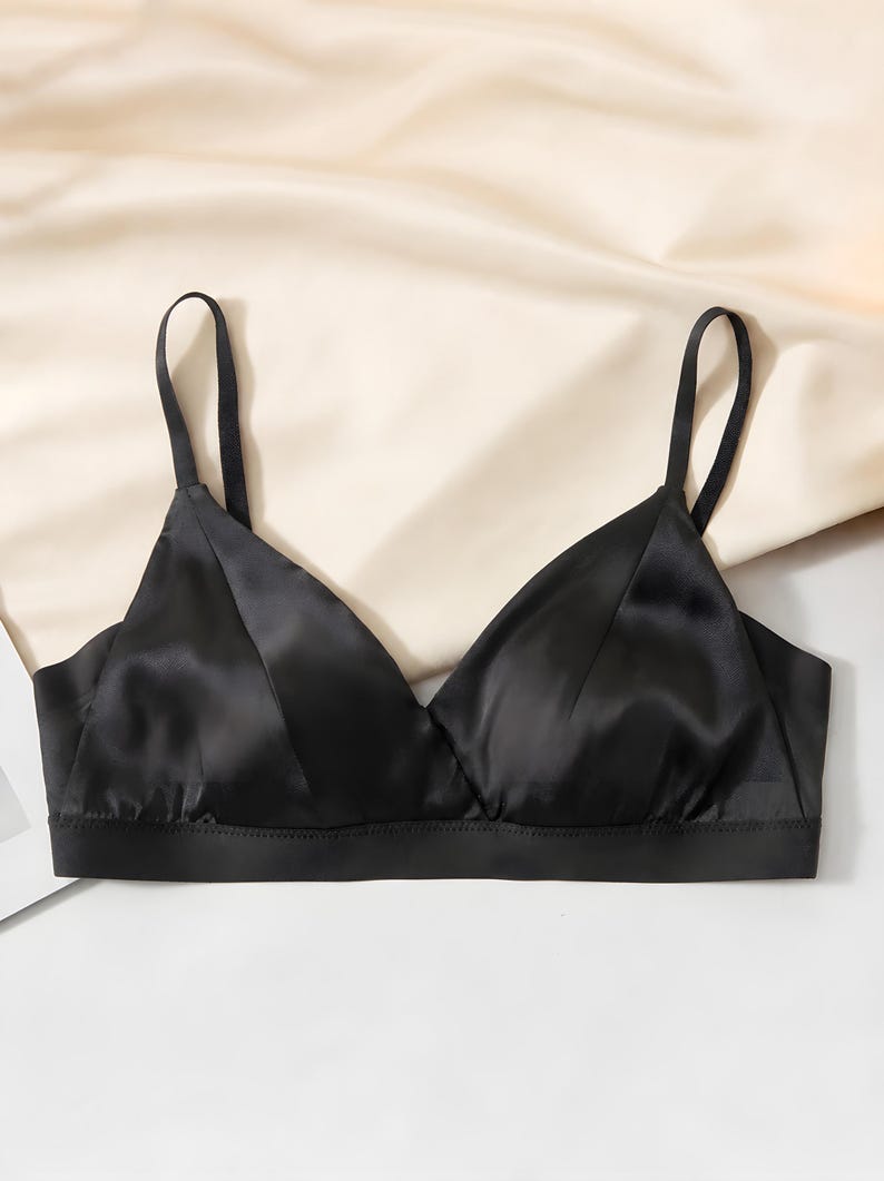 Beha van 100% moerbeizijde, draadloze nachtlingerie (wit, grijs) Deep Gray
