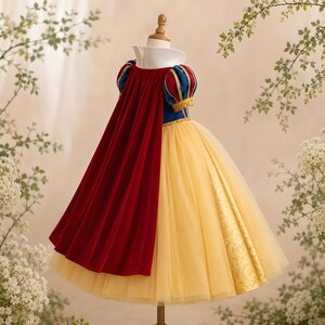 Fast 3-5 Day Delivery - Girls Snow White Princess Dress with Red Cape & Headband, Toddler Halloween Costume Ball Gown, Fast US Shippin image 5