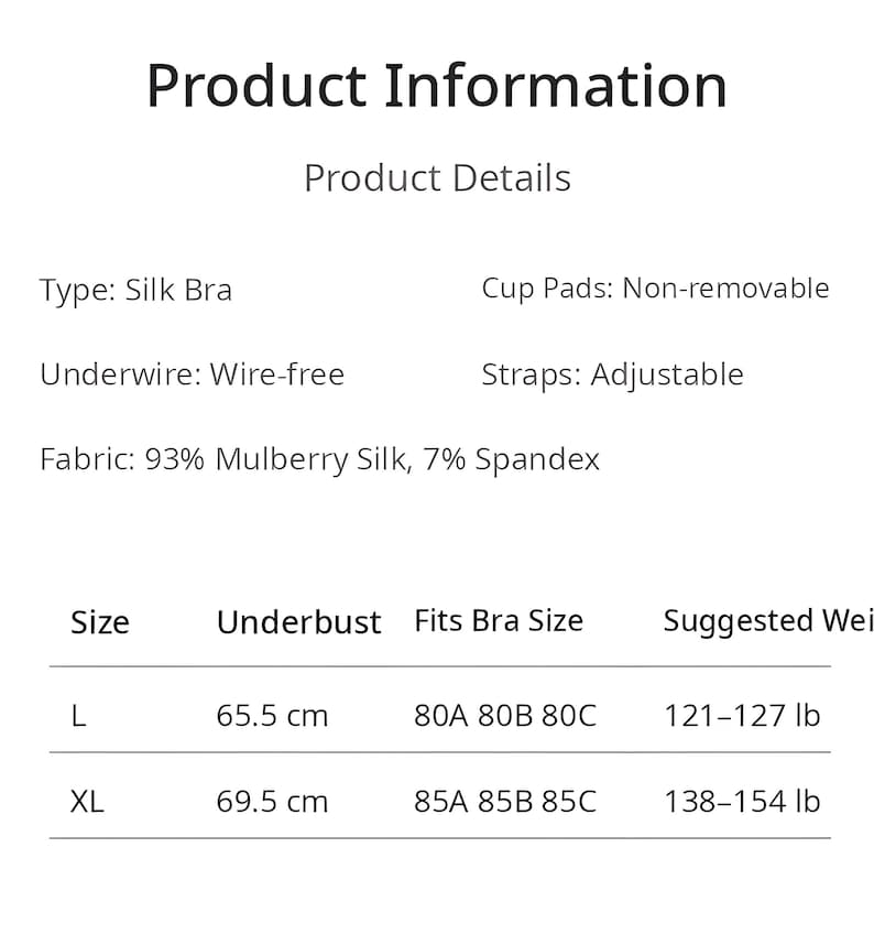 Beha van 100% moerbeizijde, draadloze nachtlingerie (wit, grijs) afbeelding 8