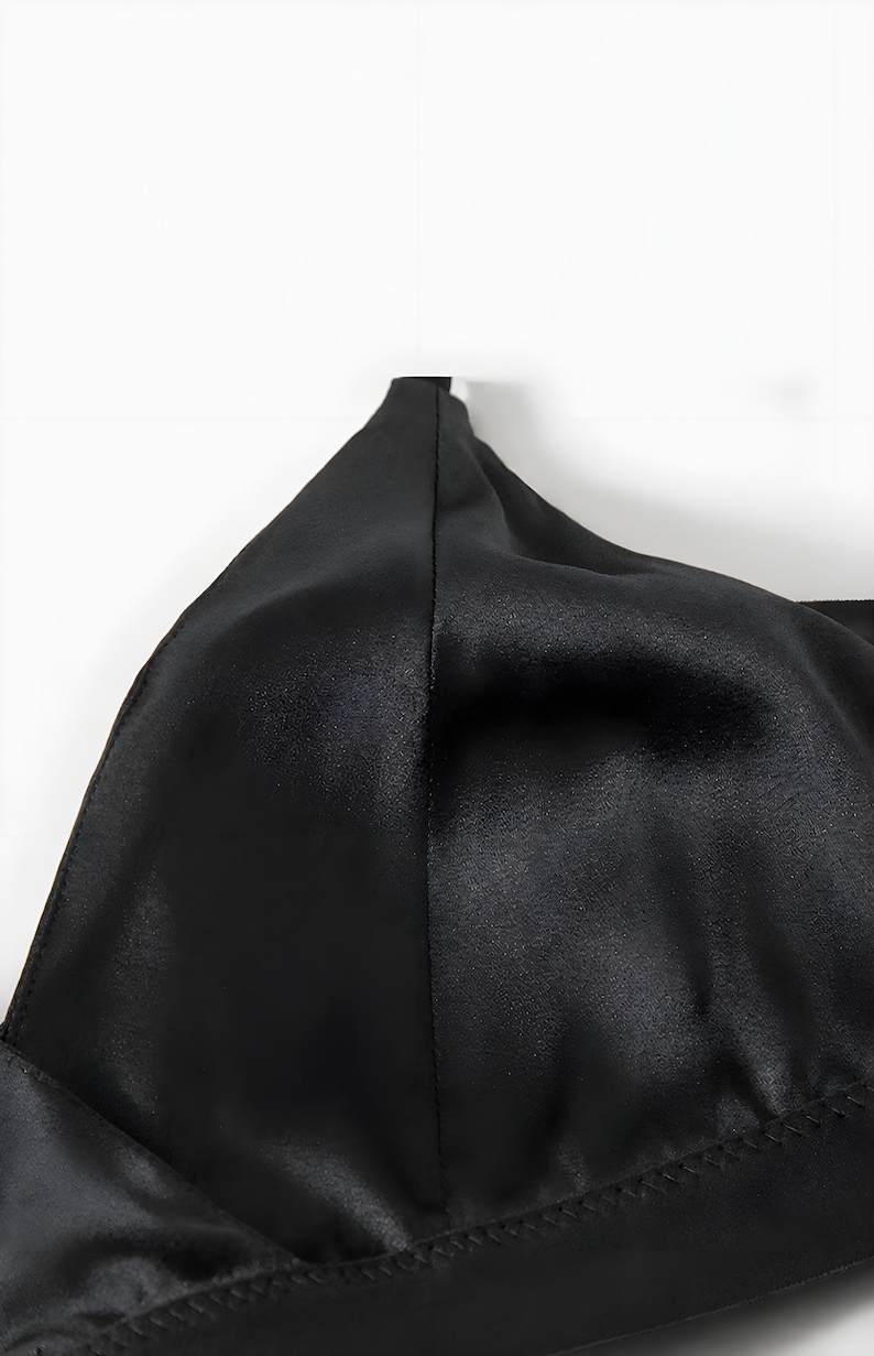 Beha van 100% moerbeizijde, draadloze nachtlingerie (wit, grijs) afbeelding 4