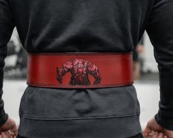 Cinto de levantamento de peso personalizado com estampa de leão | Cinto com alavanca para levantamento terra e agachamento | Inspirado em anime