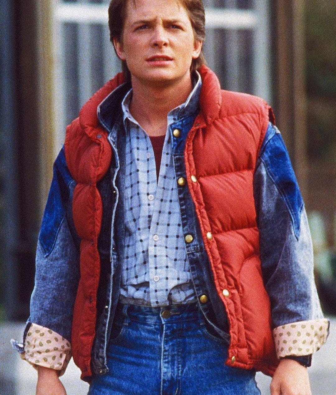 Red Mcfly Races Marty Mcfly Red Puffer Vest – Back to the Future 80s Cosplay Costume ...