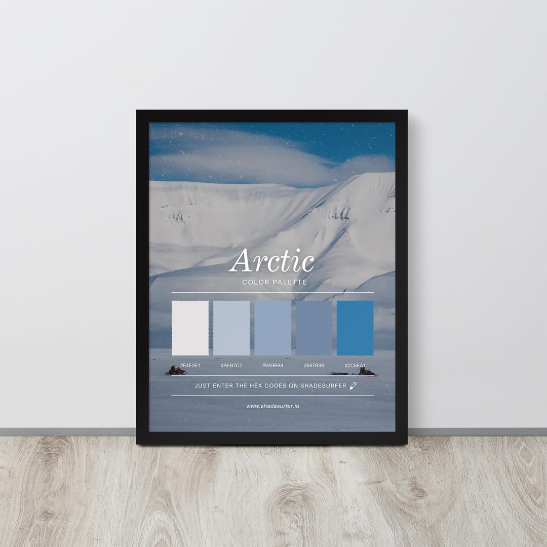 Arctic Color Palette Framed Poster, Snowy Blue Hex Codes Design - Etsy ...