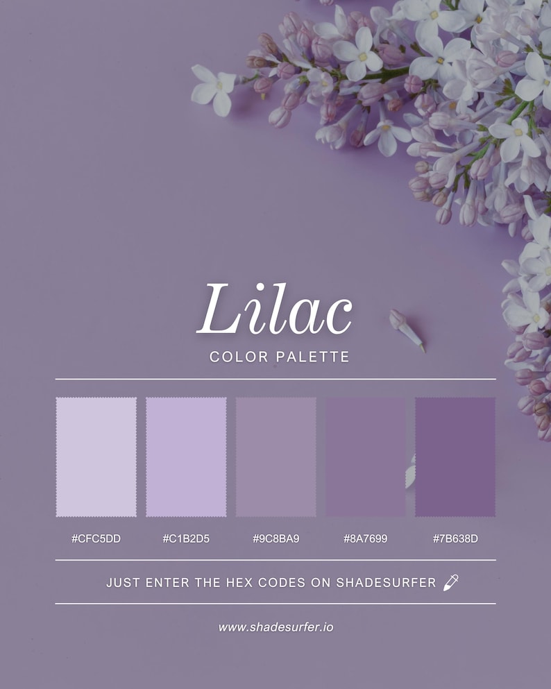 Lilac Color Palette Poster, Hex Codes Design, Floral Art Print - Etsy