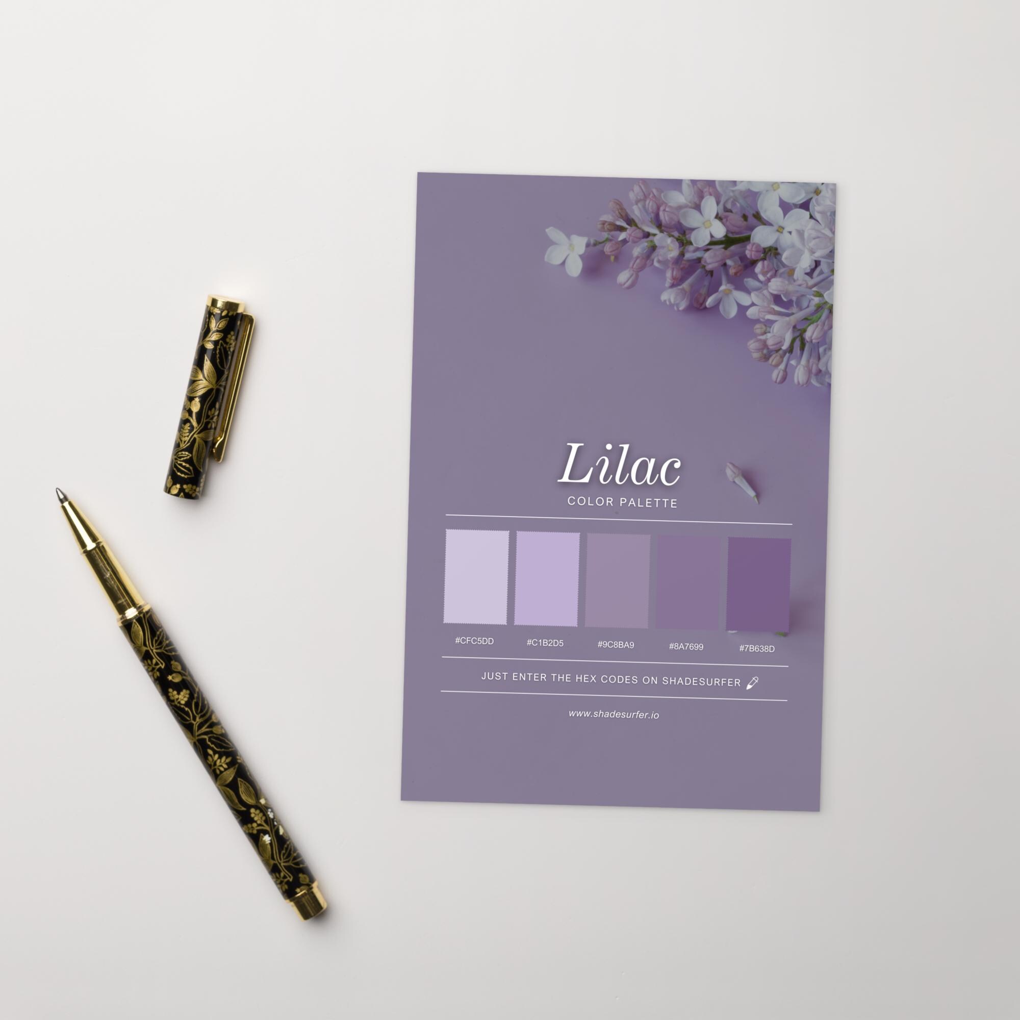 Lilac Color Palette Postcard, Swatch Reference Card, Hex Codes Design ...