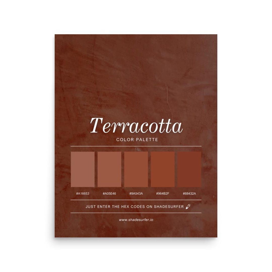 Terracotta Color Palette Poster, Hex Codes Design, Colorful Art Print ...