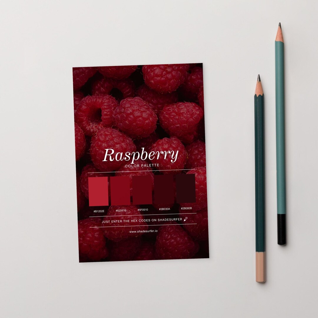 Bright Red Raspberry Hex Raspberry Color Palette Postcard, Swatch Reference Card, Hex Codes ...