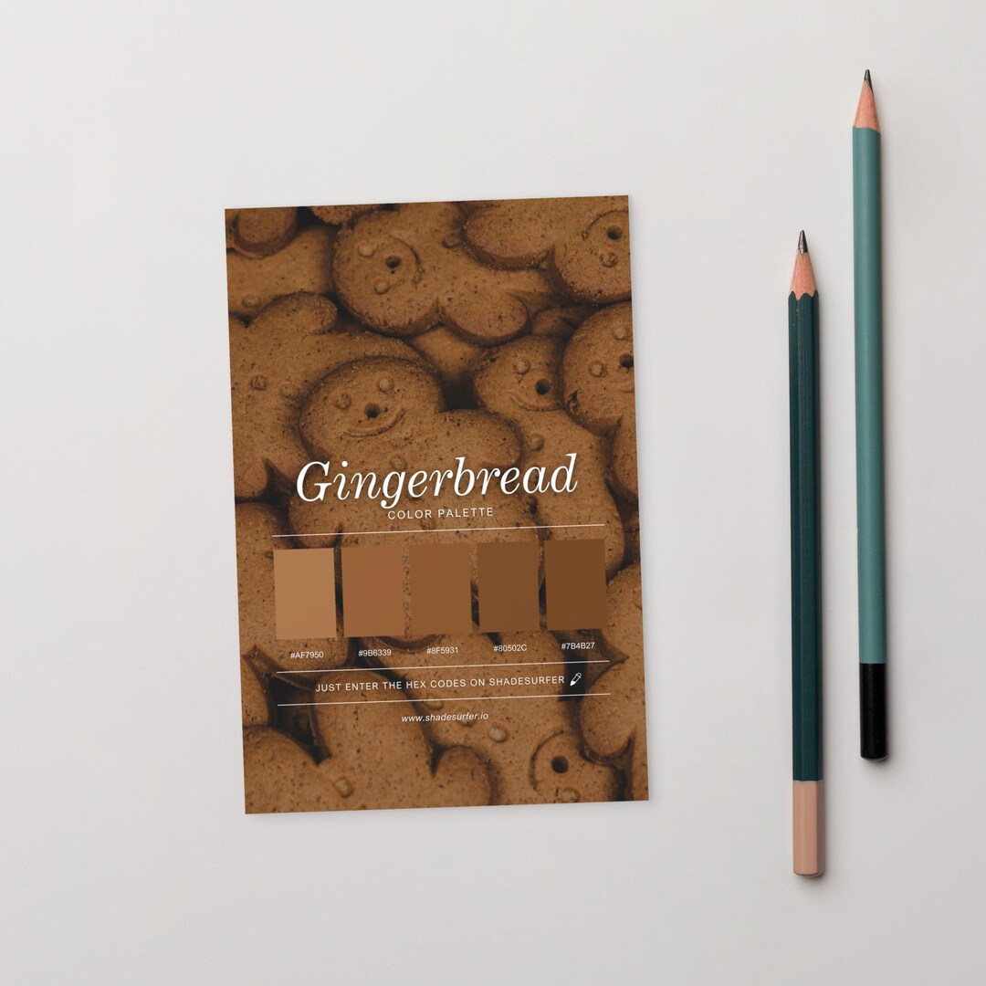 Gingerbread Swatch Gingerbread Color Palette Postcard, Swatch Reference Card, Hex Codes ...