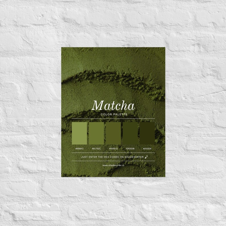 Matcha Color Palette Poster, Hex Codes Design, Green Art Print - Etsy