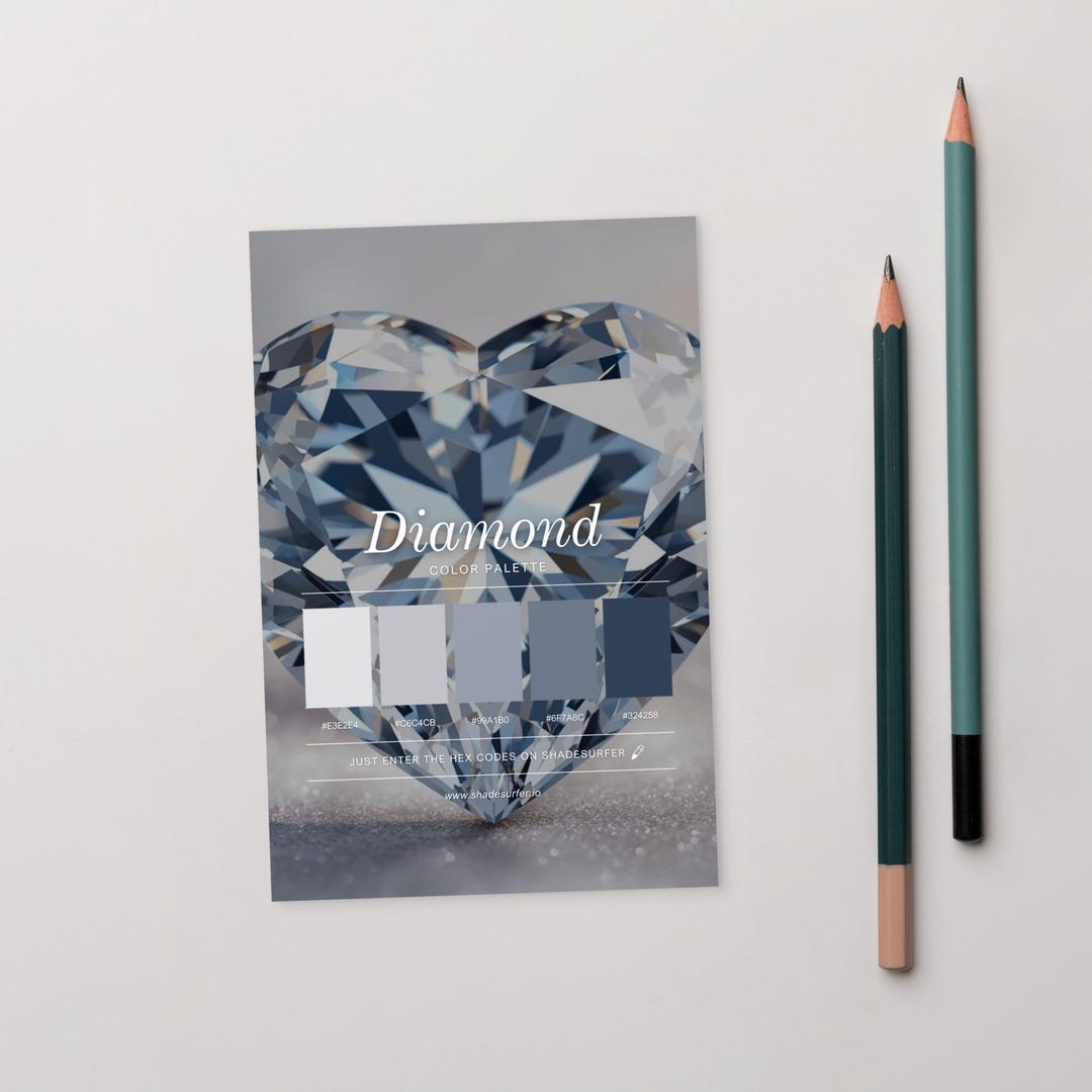 Diamond Color Palette Postcard, Swatch Reference Card, Hex Codes Design ...