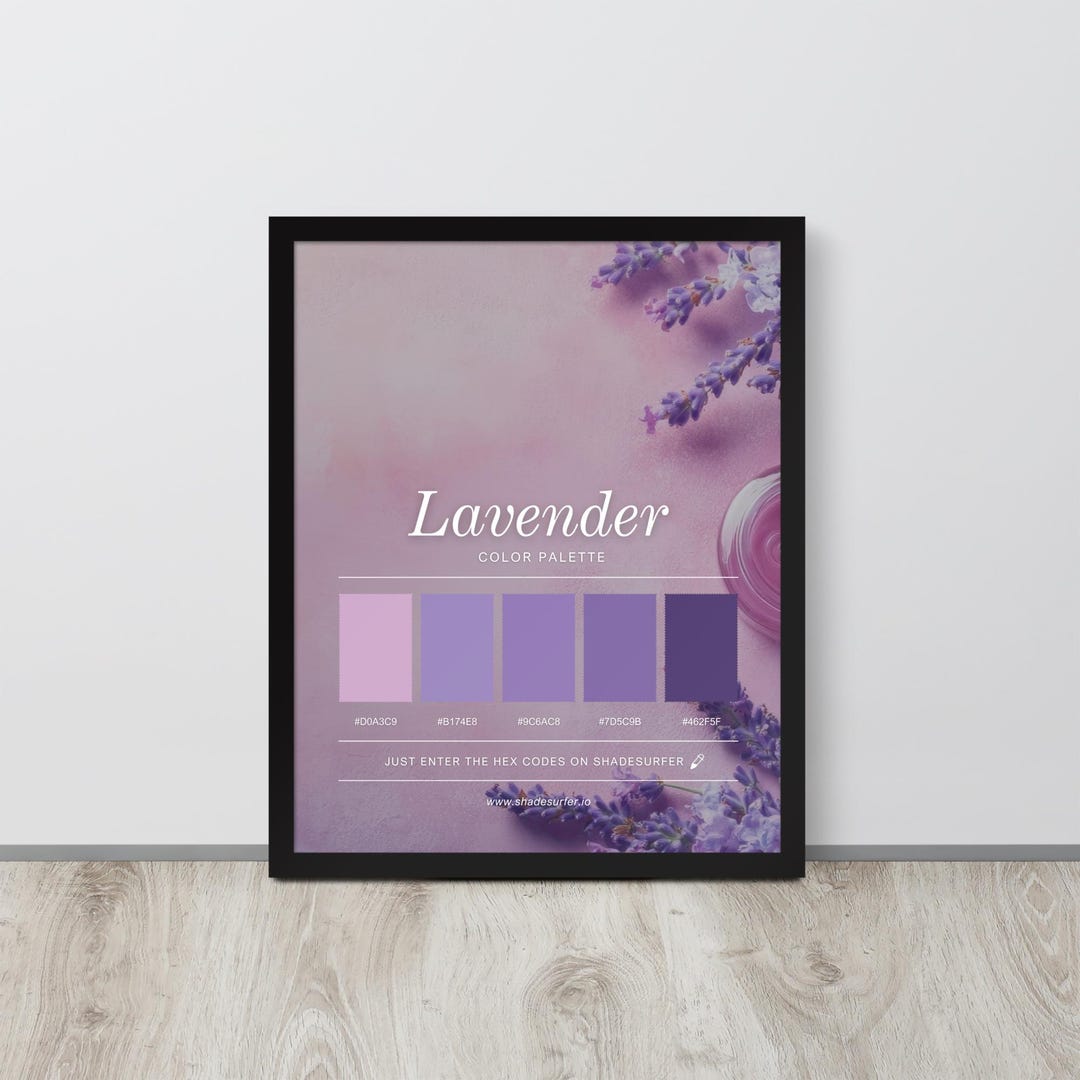 Code Lavender Process Lavender Color Palette Framed Art Print, Hex Codes Design (16