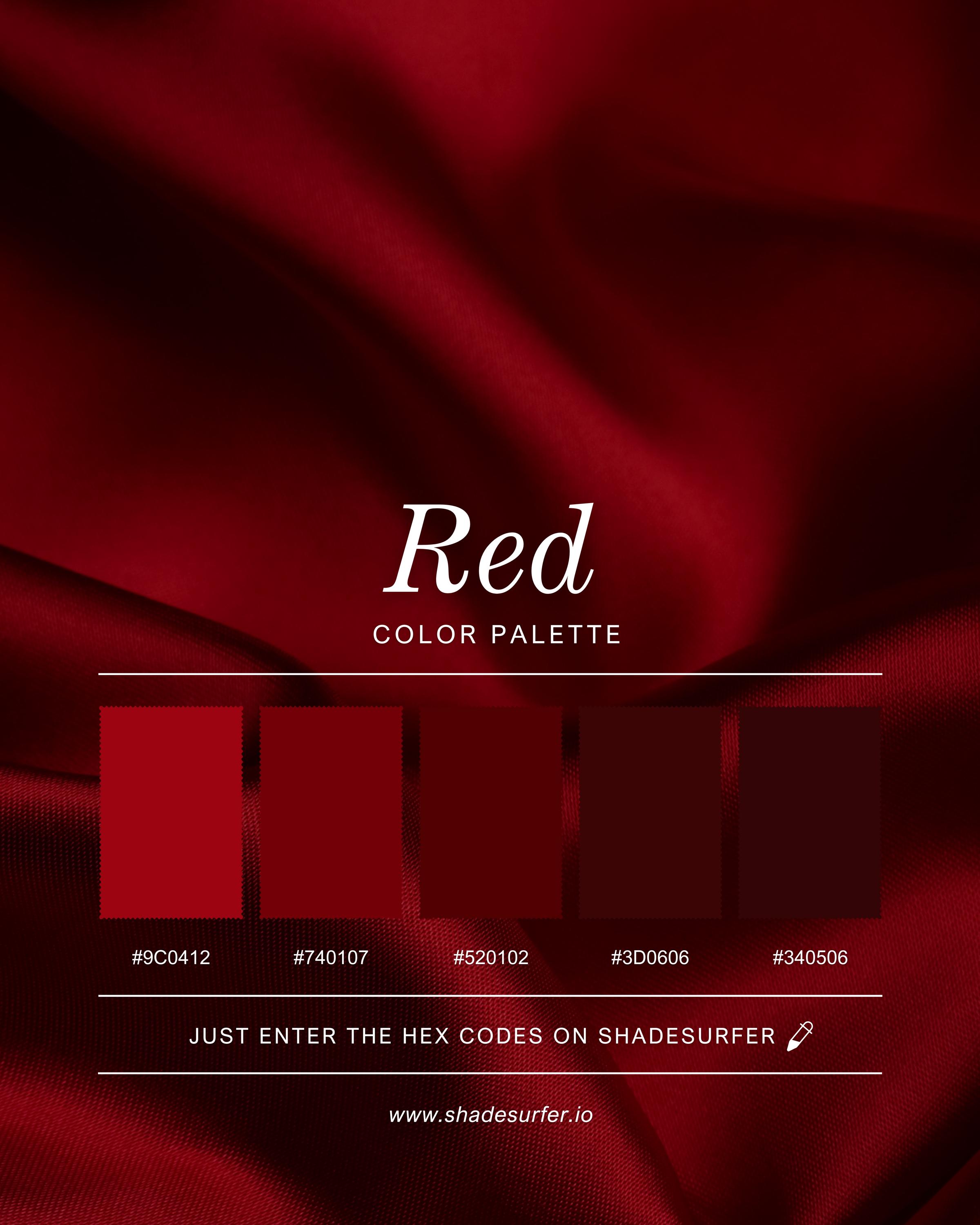 Printable Red Color Code Red Color Palette Print, Printable Wall Art, Instant Digital Download ...