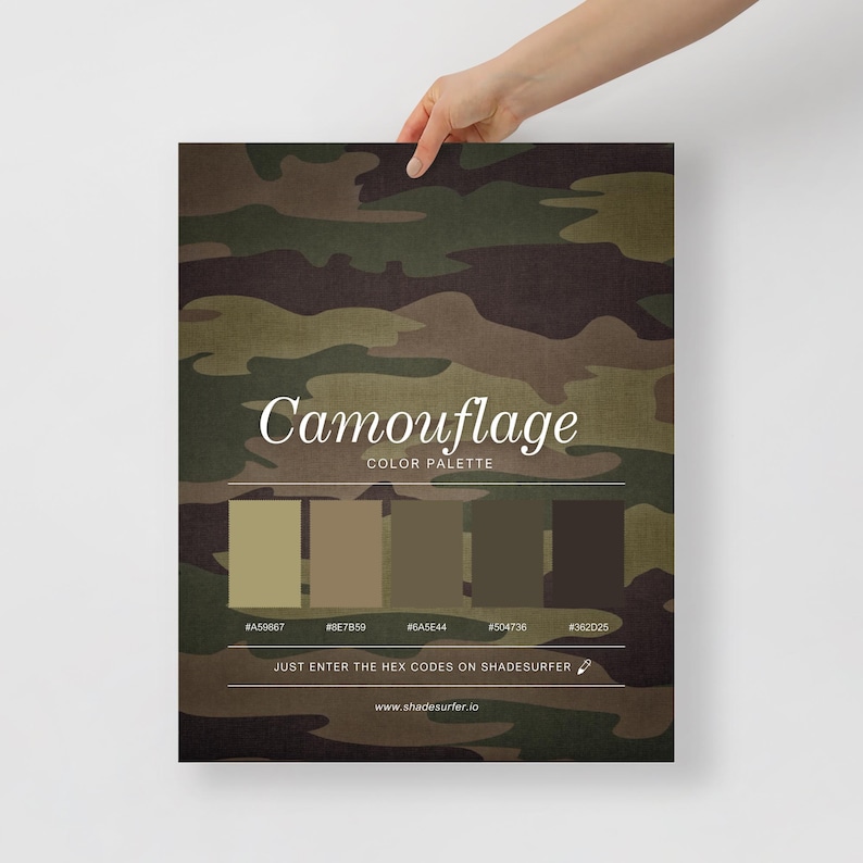 Camouflage Color Palette Print, Printable Wall Art, Instant Digital ...