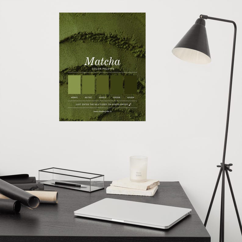 Matcha Color Palette Poster, Hex Codes Design, Green Art Print - Etsy