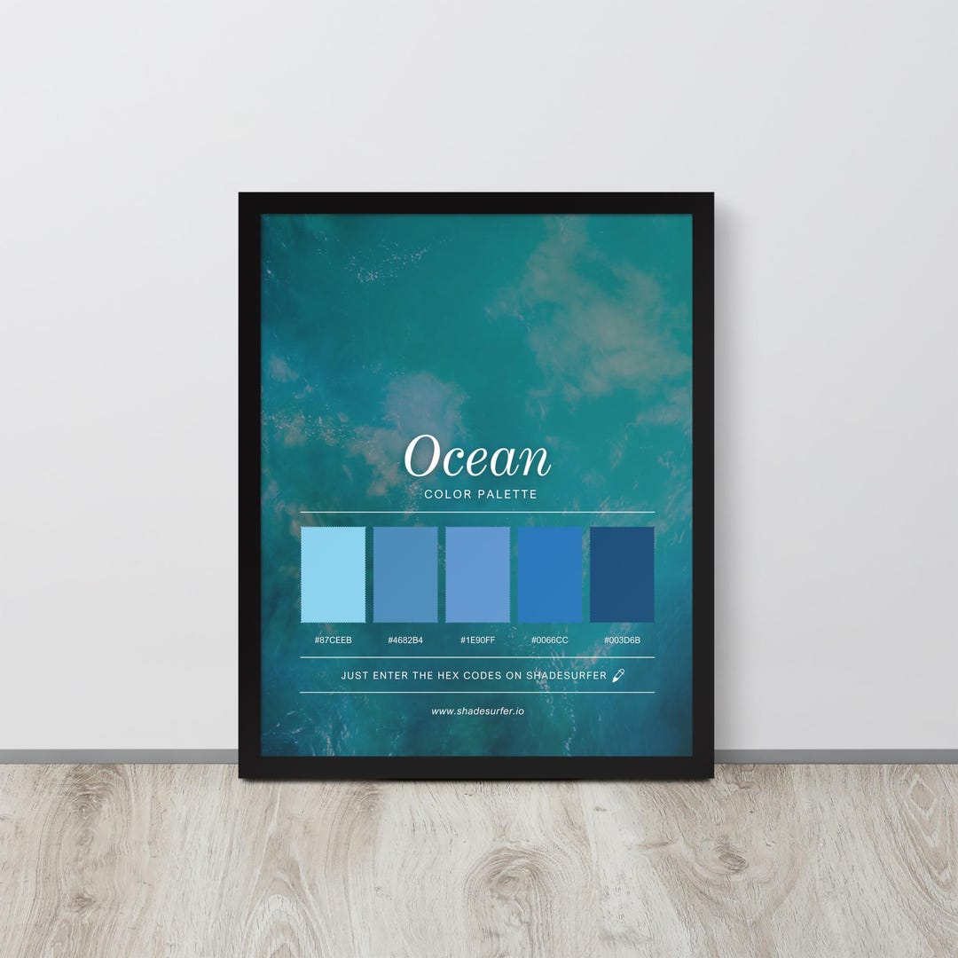 Ocean Color Palette Framed Poster, Hex Codes Design, Coastal Wall Art ...