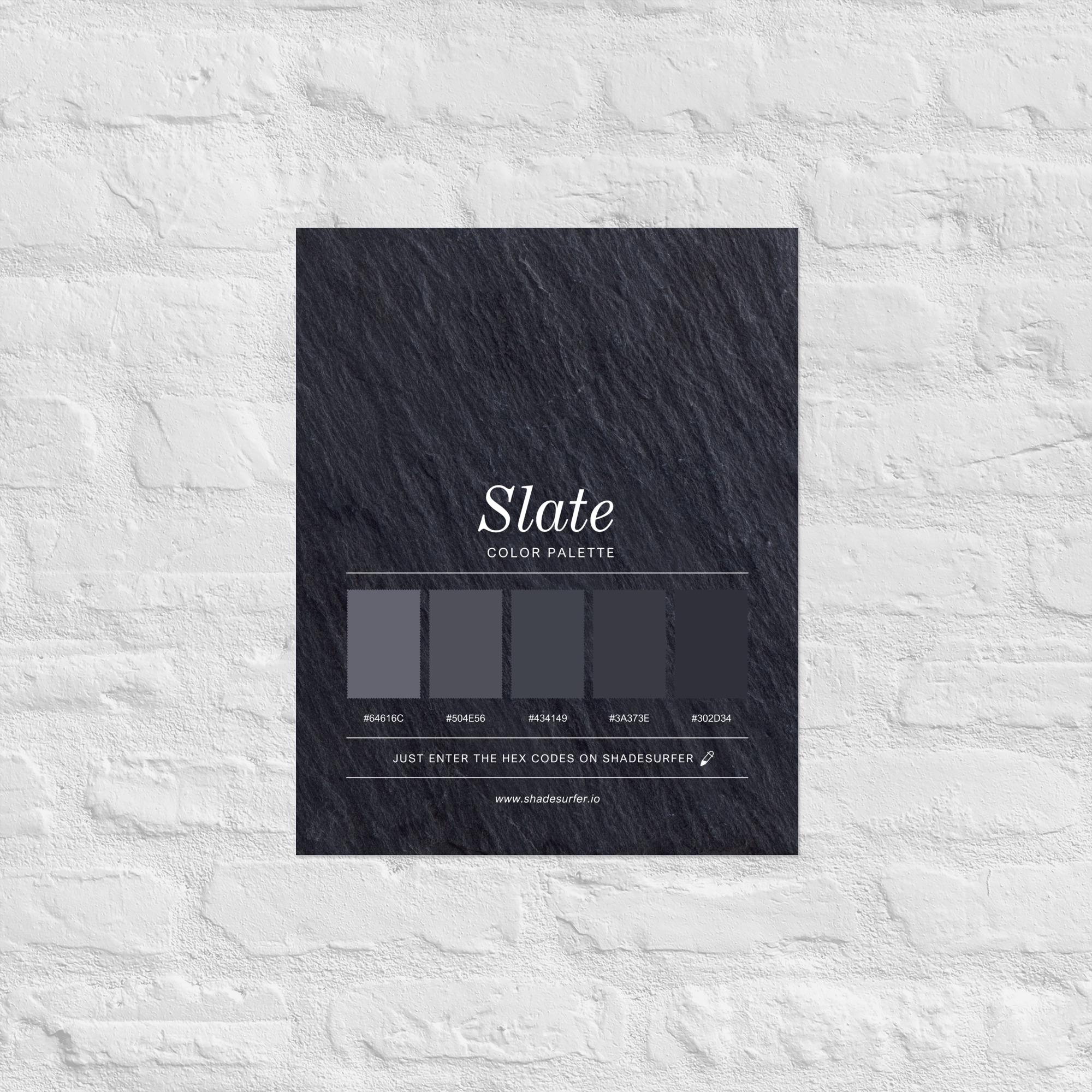 Slate Color Table Slate Color Palette Print, Printable Wall Art, Instant Digital Download ...