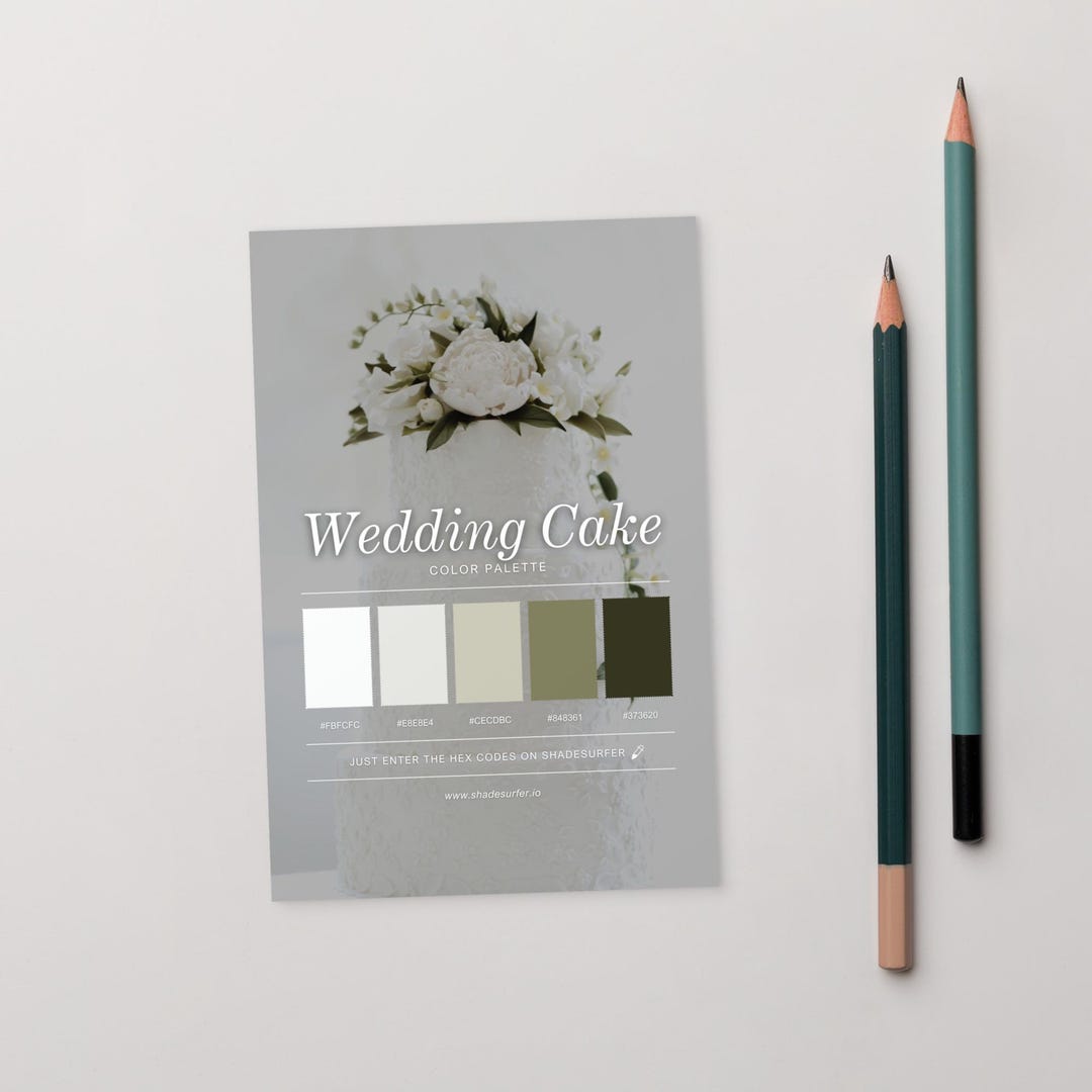 Cake Colour Code Wedding Cake Color Palette Postcard, Swatch Reference Card, Hex Codes ...