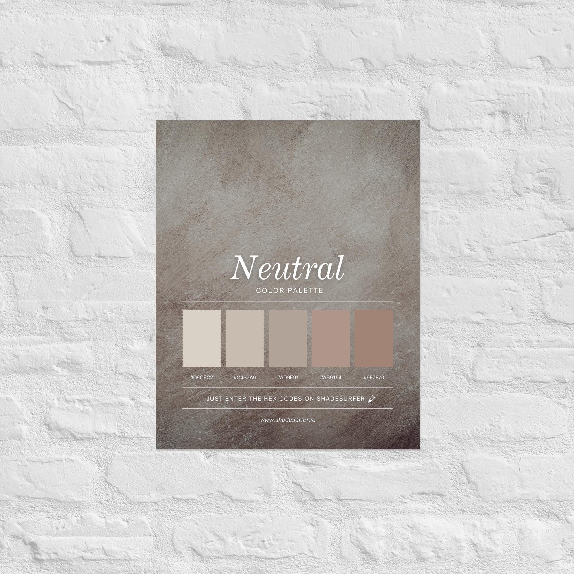Neutral Color Palette Poster, Hex Codes Design, Calming Art Print - Etsy