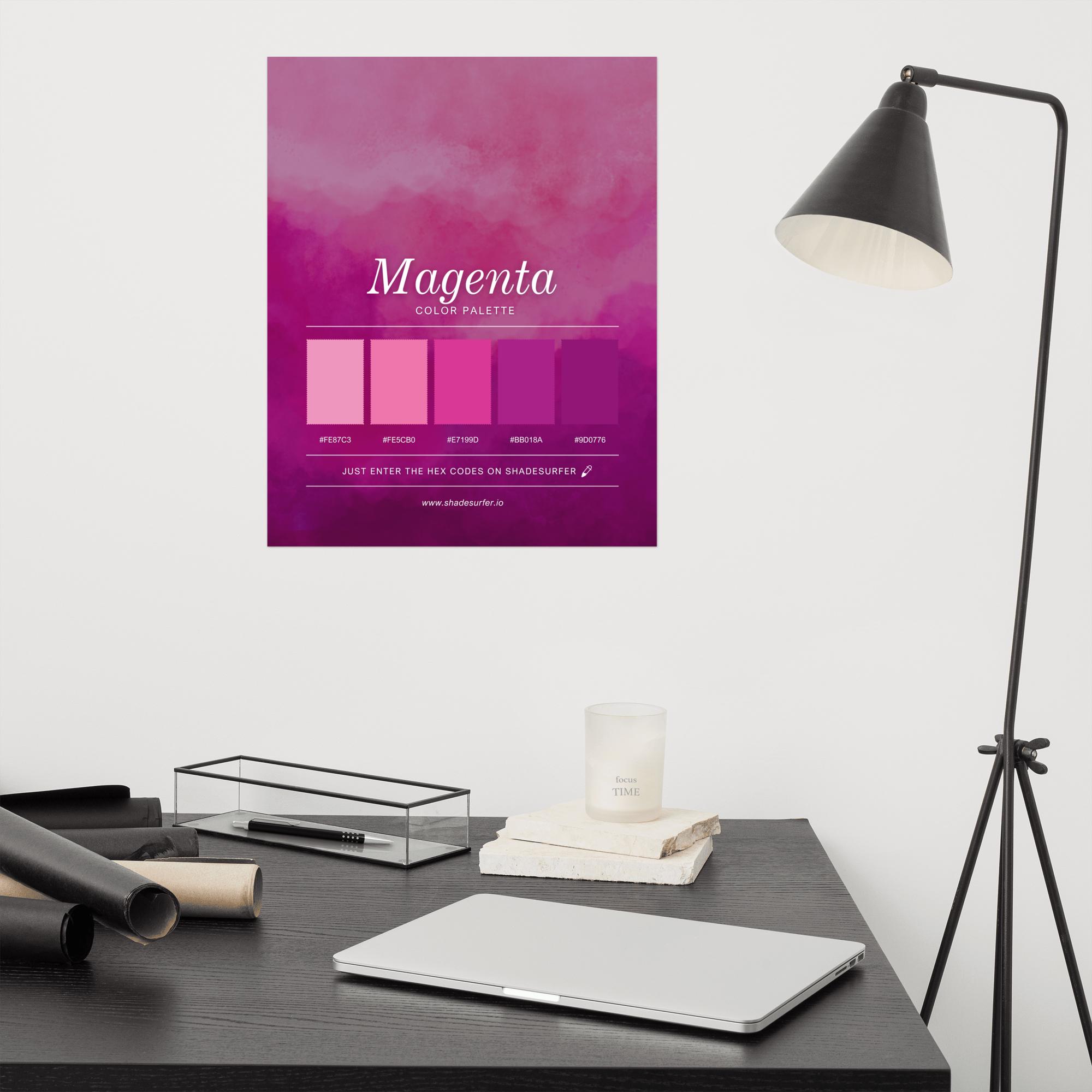 Magenta Color Palette Poster, Hex Codes Design, Vivid Pink Wall Art ...