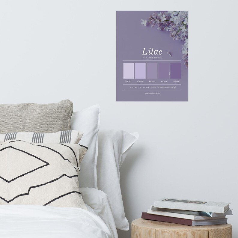 Lilac Color Palette Poster, Hex Codes Design, Floral Art Print - Etsy