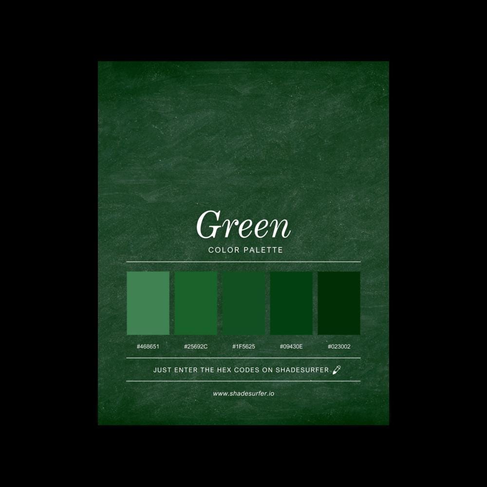 Code Green Uihc Green Color Palette Poster, Hex Codes Design, Colorful Art Print - Etsy